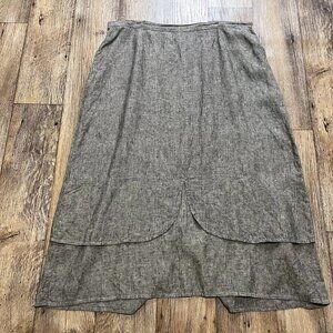 FLAX Women's Linen Maxi Skirt Plus size  2G Gray Pull On Peasant Boho Lagenlook